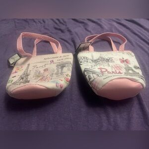Set Of 2 Small Paris Themed Purses Zippered Coin Purse Direct From France